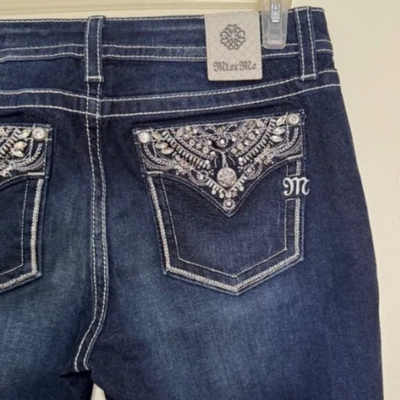 NWOT Miss Me Chloe Bootcut Jeans with Metallic Glitz Faux Flap Pockets Size 32 - Picture 10 of 13